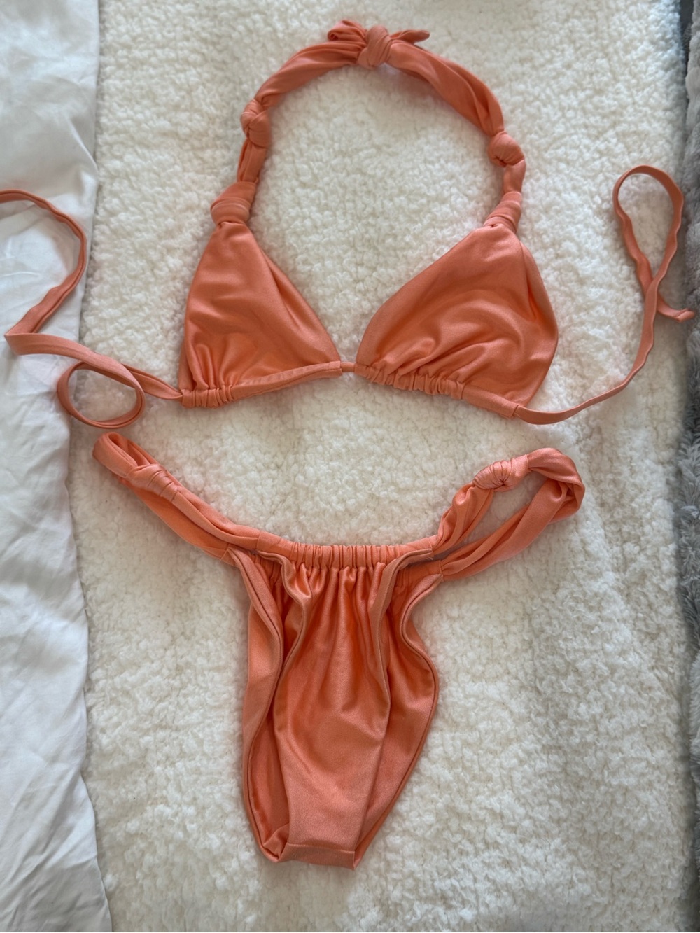 Inamorata Coral Knotted Triangle Bikini Set